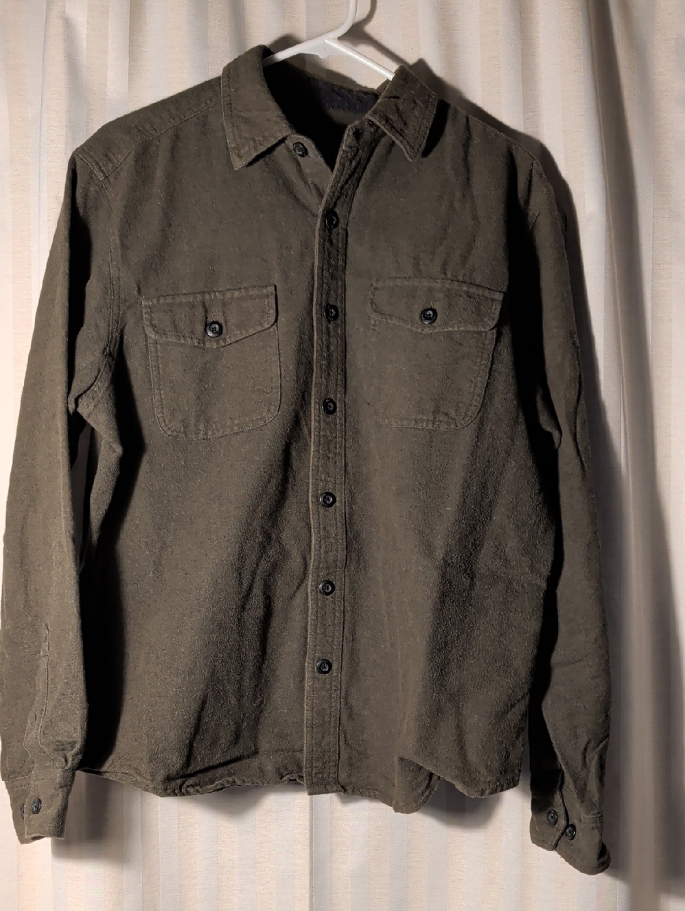 Men's Olive Shirt Jacket - Lightweight Button Front
